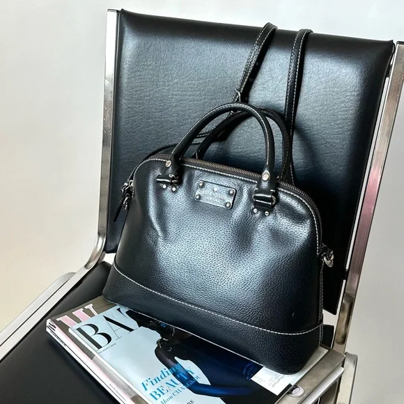 KATE SPADE NEW YORK Wellesley Leather Satchel Purse Crossbody/Black~Orig.$335! - Picture 16 of 17